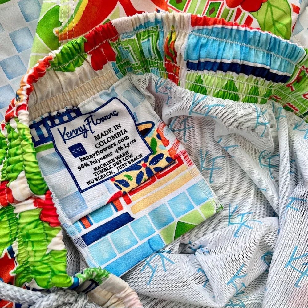 NWT Kenny Flowers Multicolor ‘The Guatape’ Swim Trunks, Size XXL